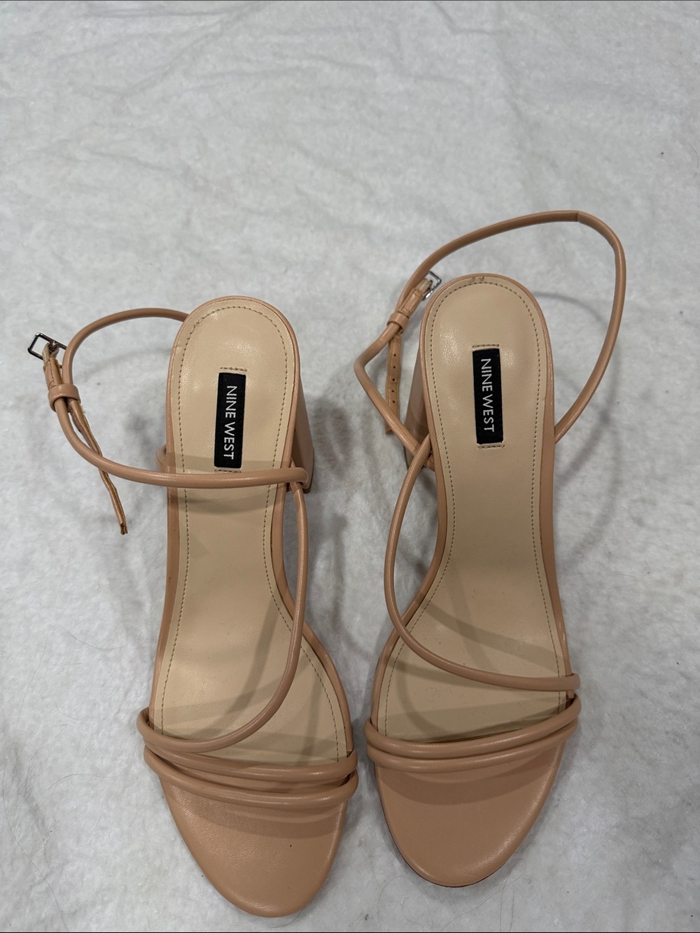 Nine West Beige Strappy Ankle-Tie Heels